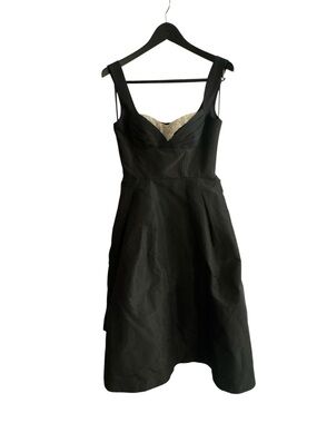 Rebecca Vallance Black Midi Dress with Gold Embellished Sweetheart